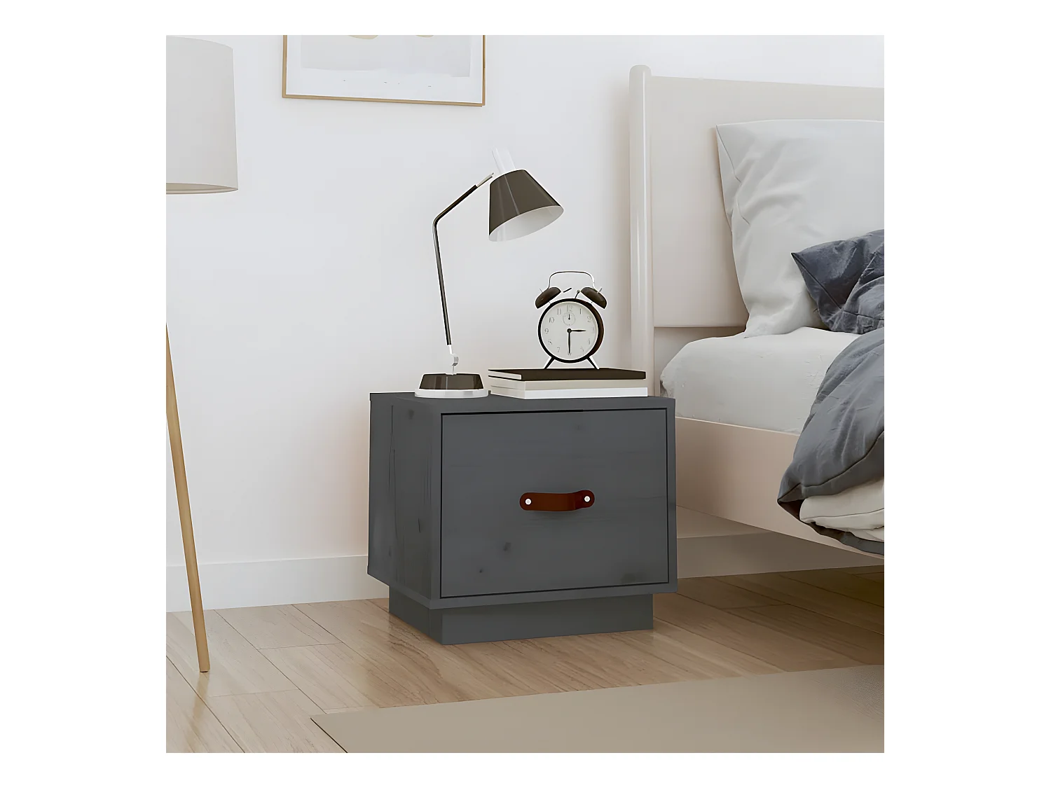Table de chevet Gris 40x34x35 cm Bois de pin solide