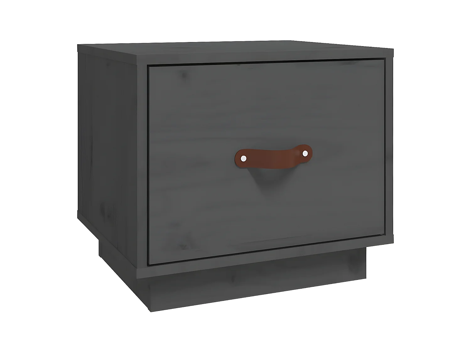 Mesita de noche madera maciza de pino gris 40x34x35 cm