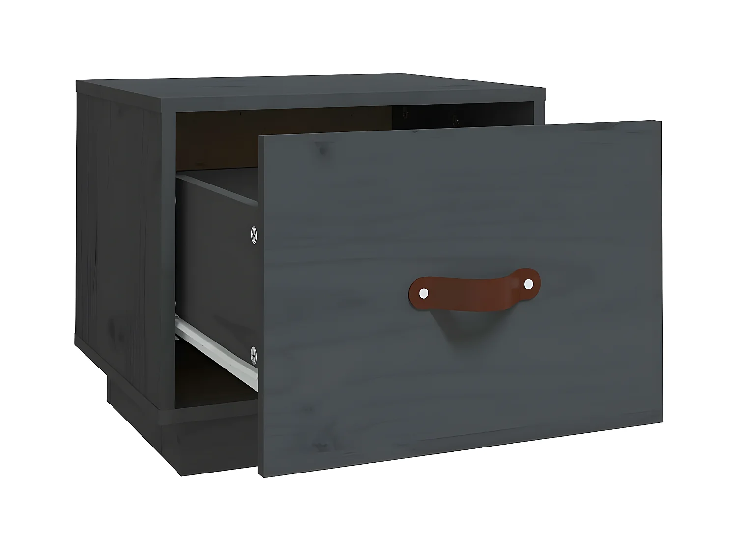 Mesita de noche madera maciza de pino gris 40x34x35 cm