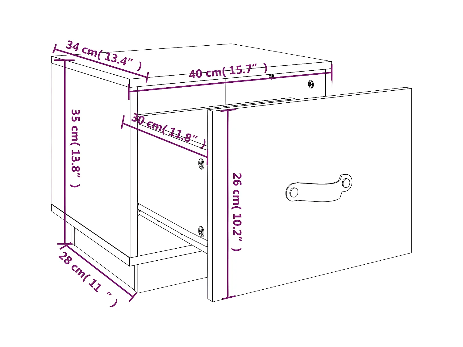 Mesita de noche madera maciza de pino gris 40x34x35 cm