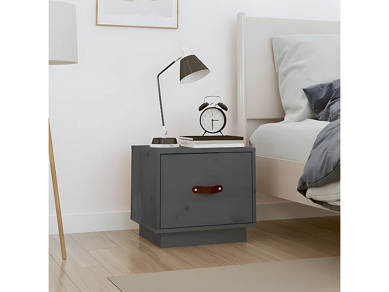 Table de chevet Gris 40x34x35 cm Bois de pin solide