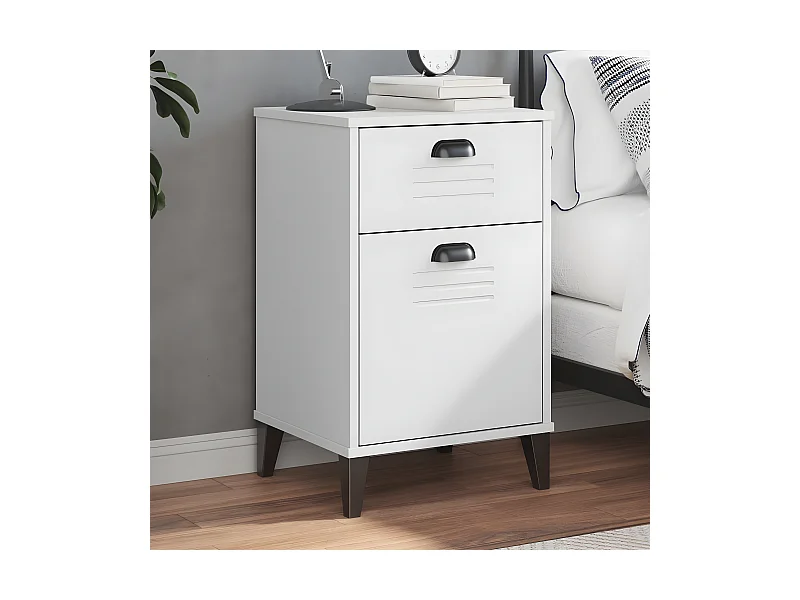 Nachtkastje VIKEN bewerkt hout wit