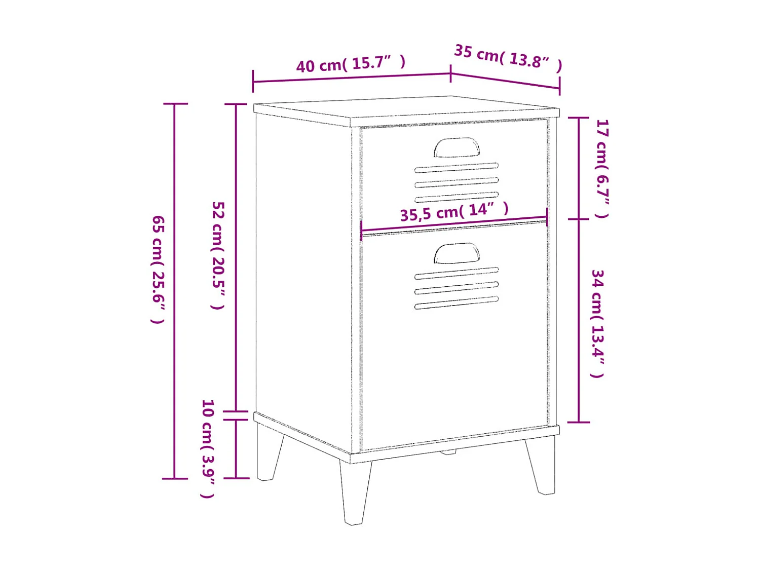 Table de chevet VIKEN blanc bois de pin solide