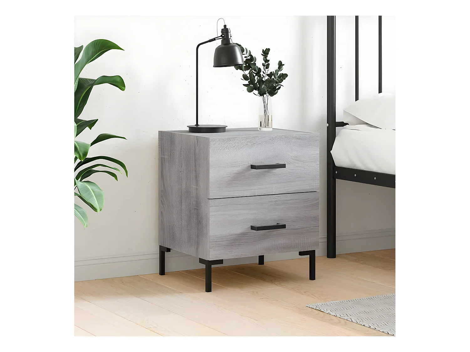 Table de chevet gris sonoma 40x35x47,5 cm bois d’ingénierie