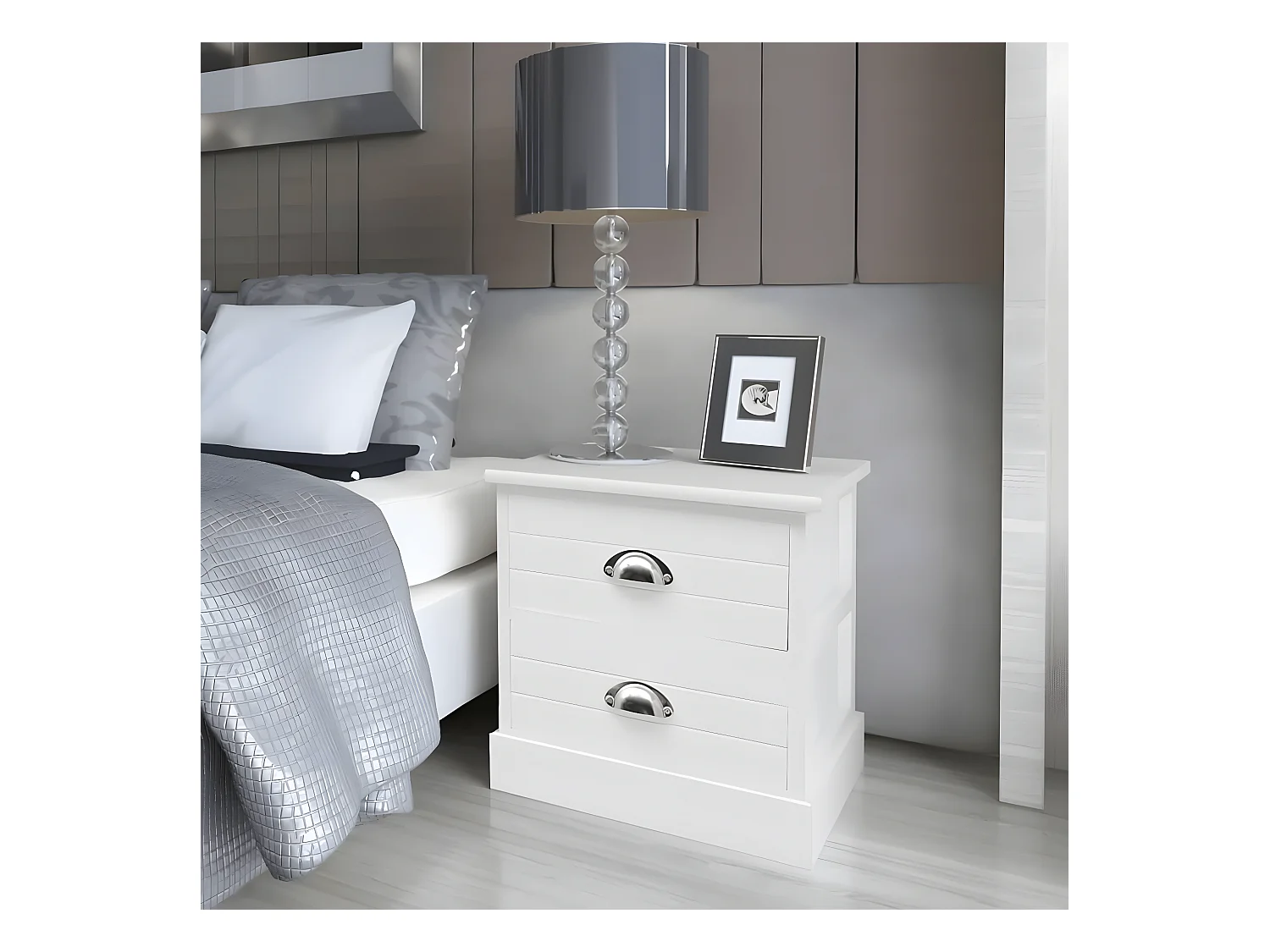 Table de chevet 2 pièces Blanc