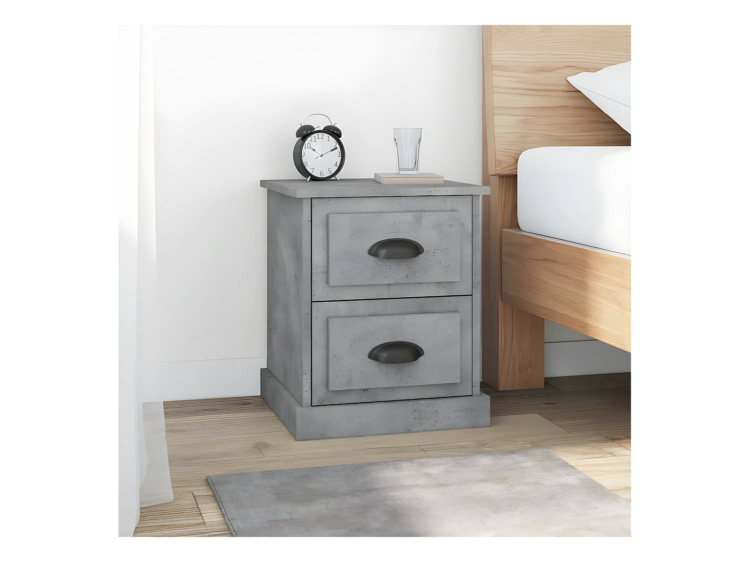 Table de chevet gris béton 39x39x47,5 cm bois d'ingénierie