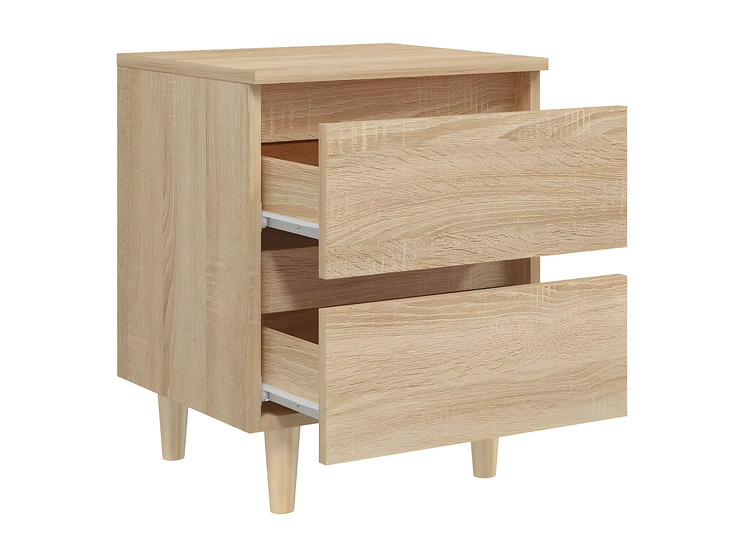 Mesa de cabeceira c/ pernas de pinho 40x35x50cm carvalho sonoma