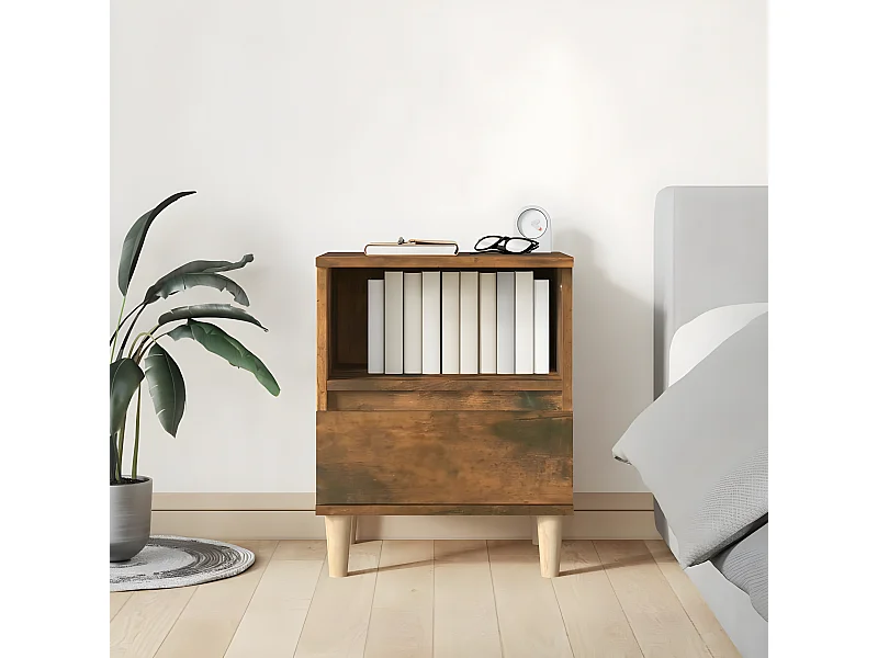 Table de chevet Chêne fumé 40x35x50 cm