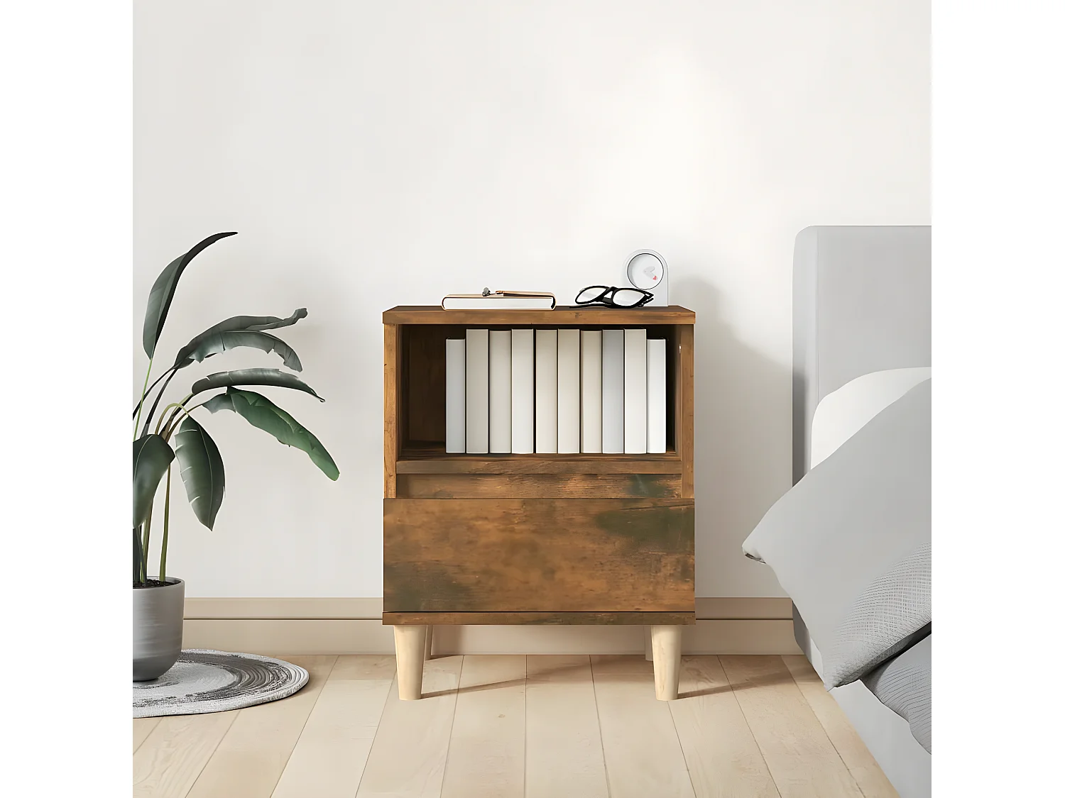 Nachtkastje 40x35x50 cm gerookt eikenkleurig