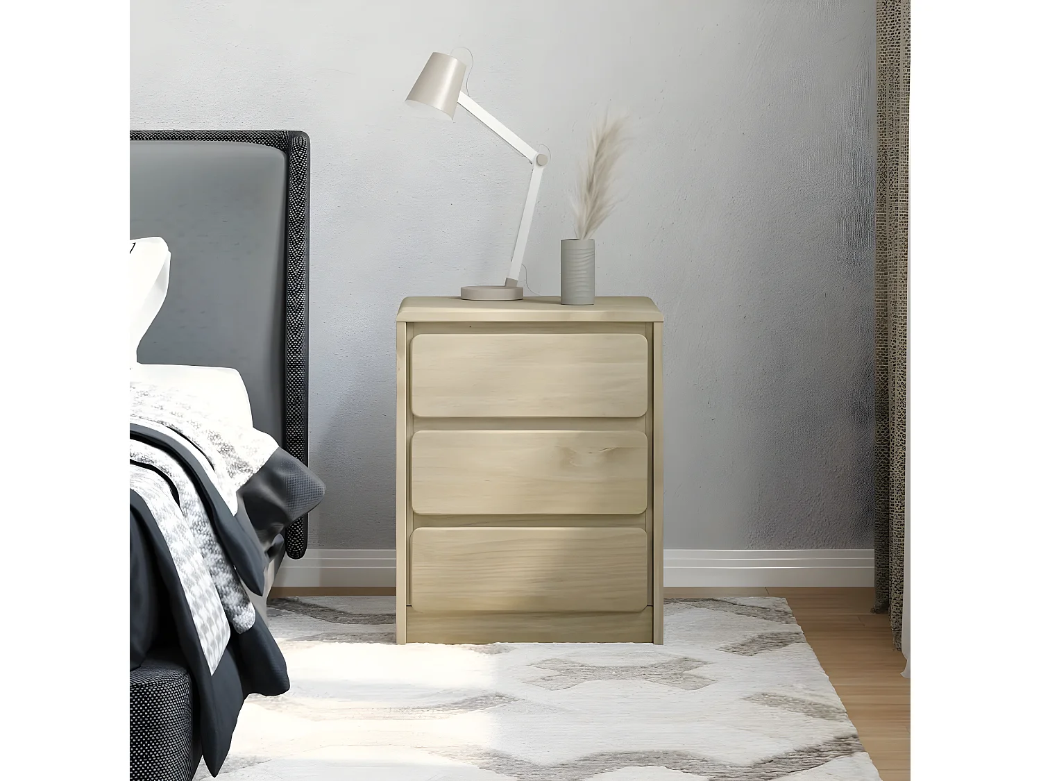 Table de chevet SAUDA chêne 44x35x56 cm bois de pin massif