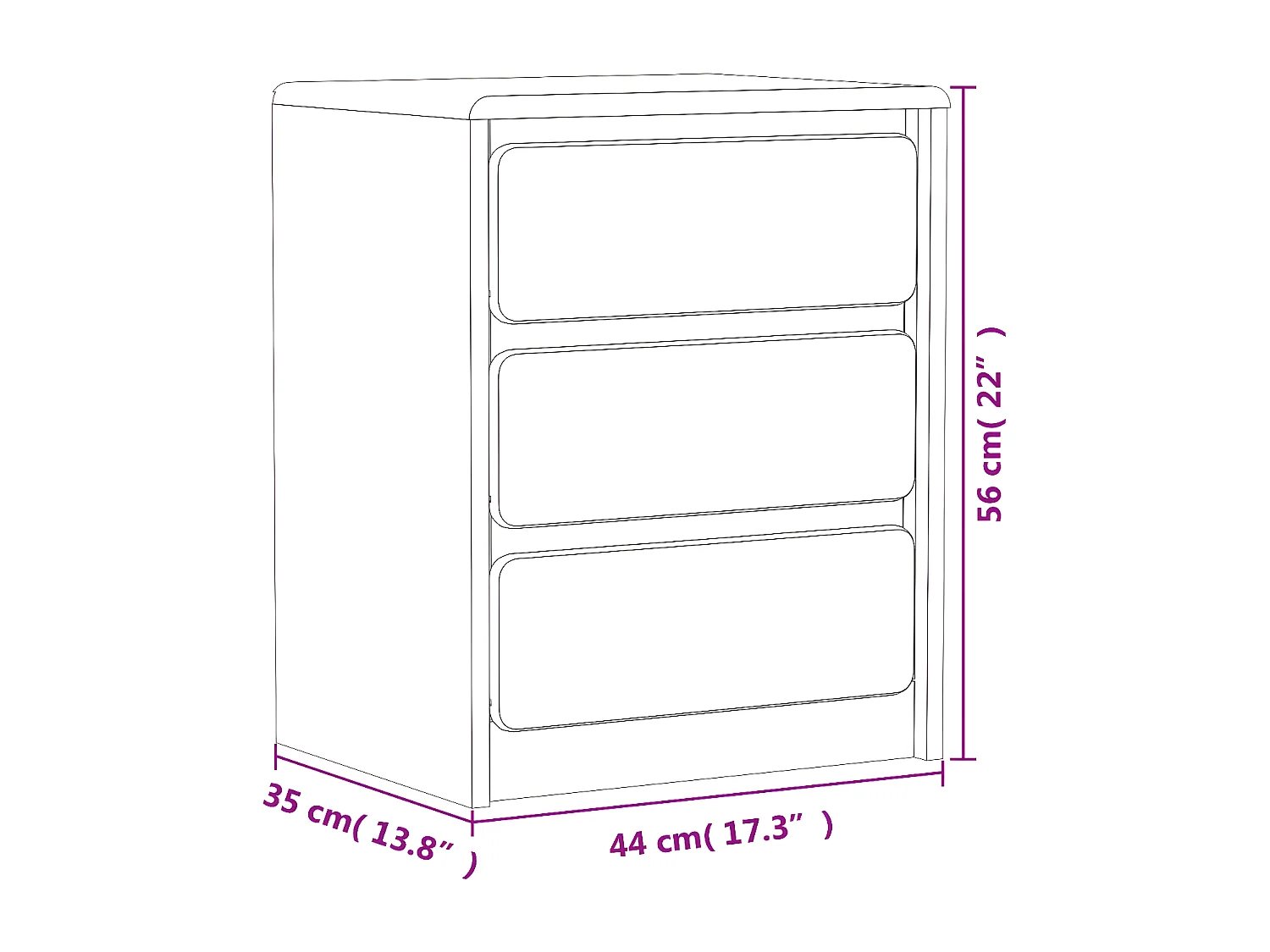 Table de chevet SAUDA chêne 44x35x56 cm bois de pin massif