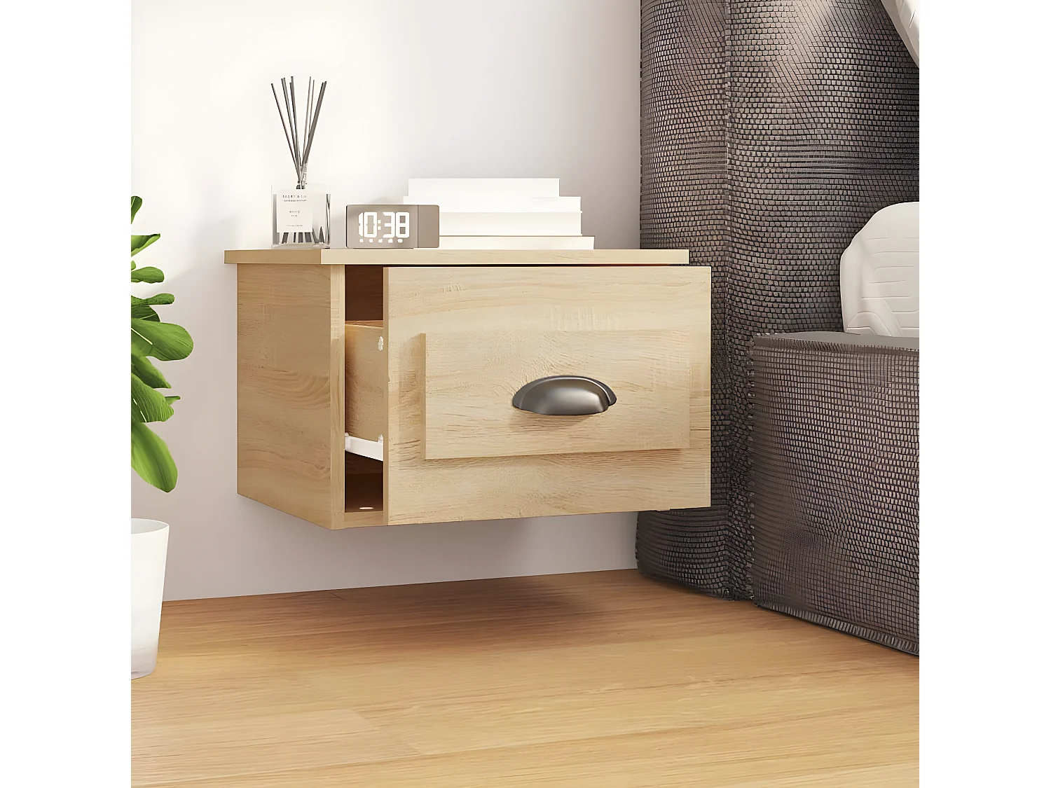 Table de chevet murale chêne sonoma 41,5x36x28 cm