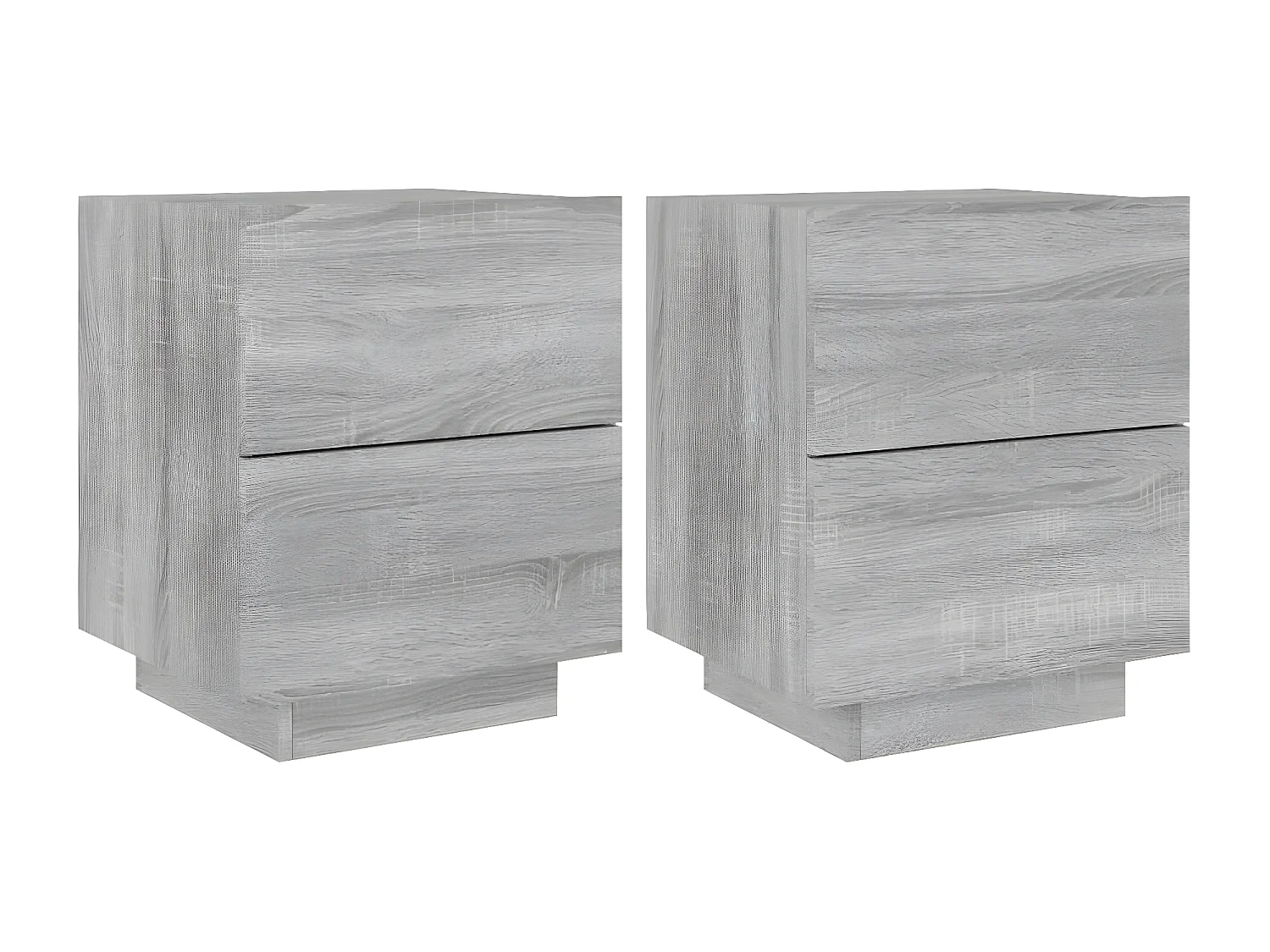 Mesas cabeceira c/ LEDs 2 peças derivados madeira cinza sonoma