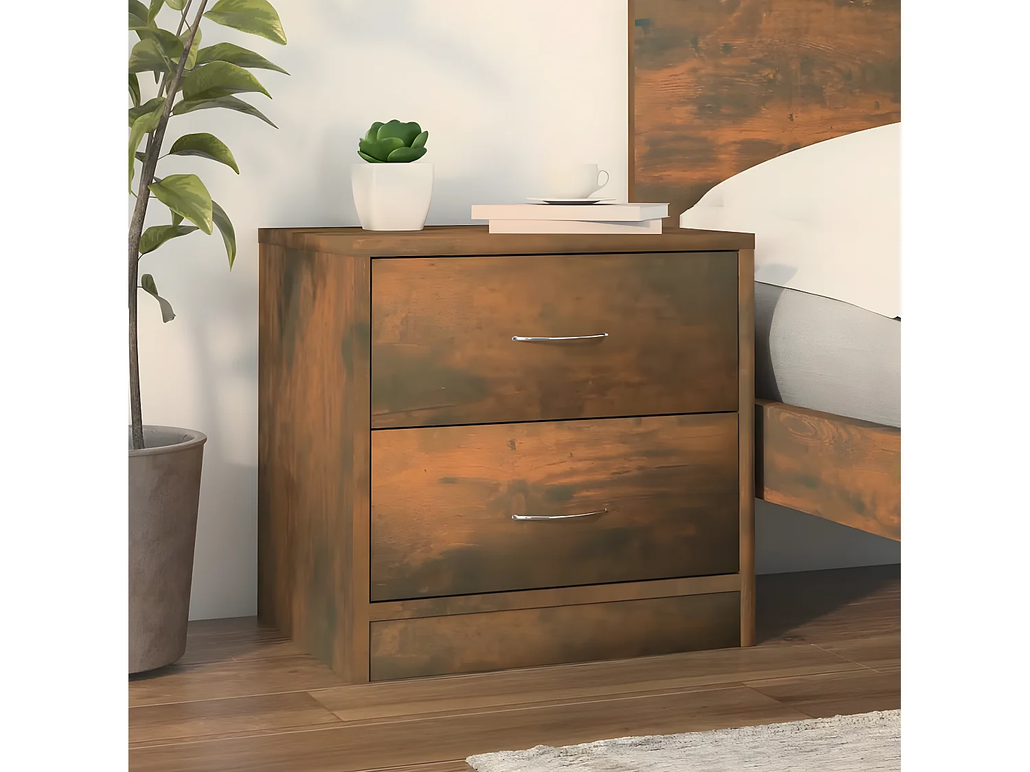 Table de chevet Chêne fumé 40x30x40 cm Bois d'ingénierie