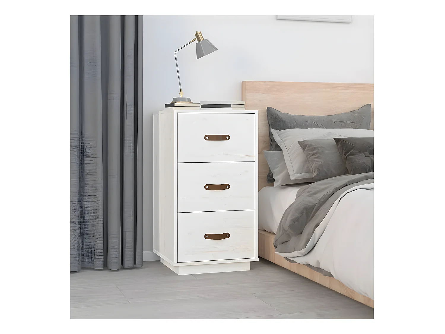 Table de chevet Blanc 40x40x75 cm Bois de pin solide