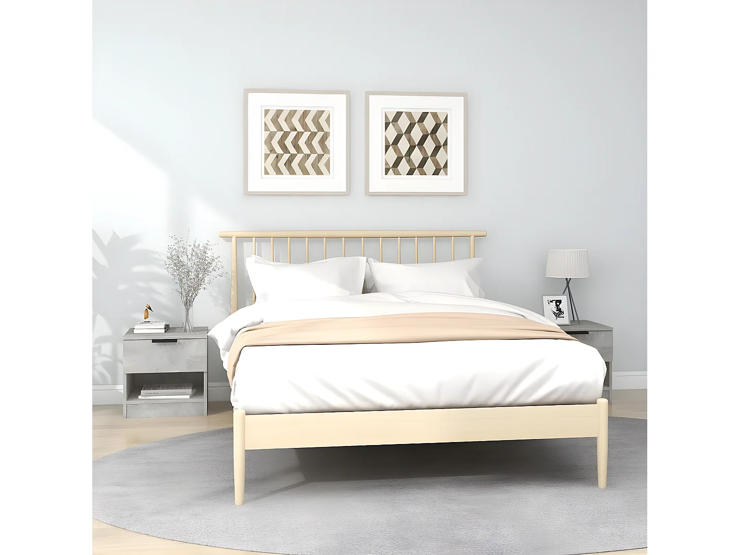 Tables de chevet 2 pièces Gris béton Bois d'ingénierie