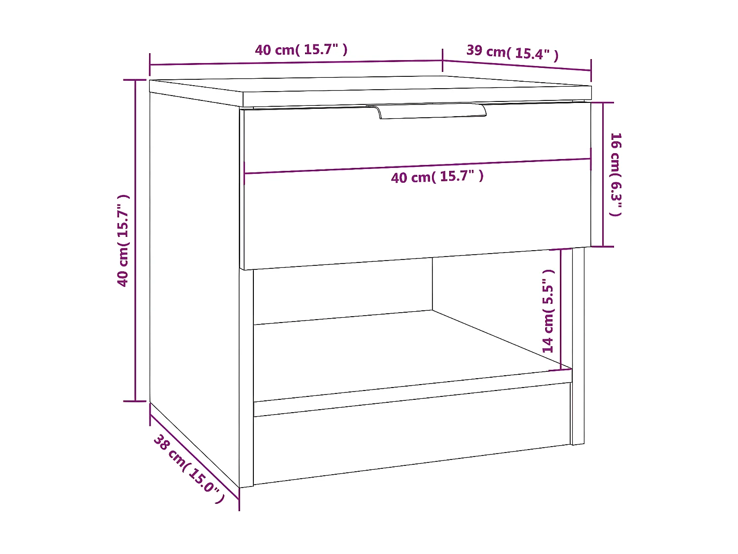 Tables de chevet 2 pièces Gris béton Bois d'ingénierie