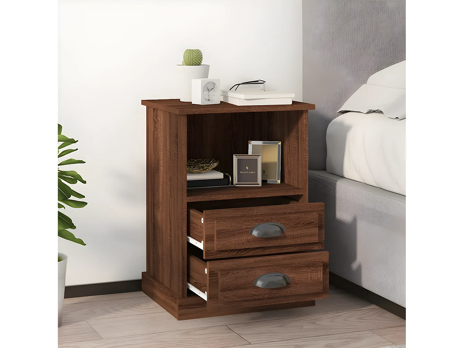 Mesas de cabeceira 2 peças 43x36x60 cm cor carvalho castanho