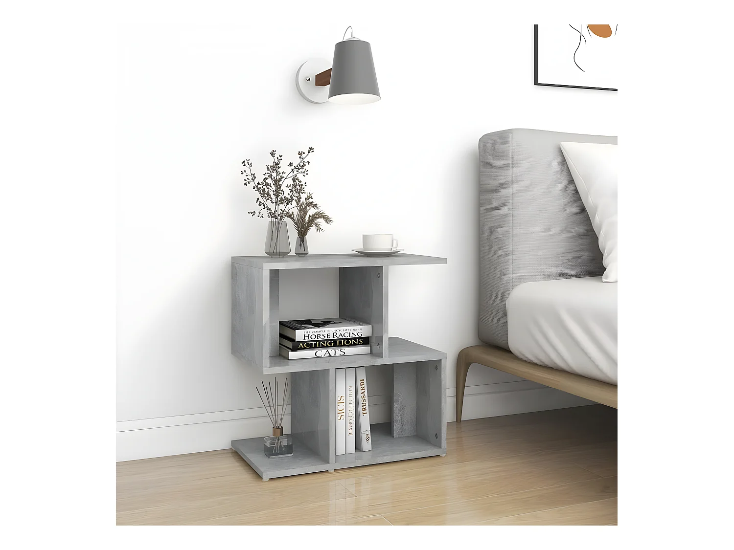 Table de chevet Gris béton 50x30x51,5 cm Aggloméré
