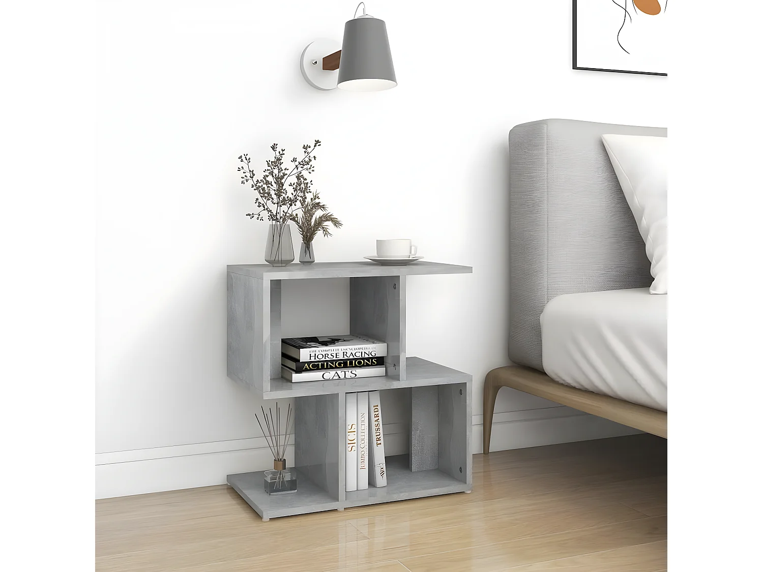 Table de chevet Gris béton 50x30x51,5 cm Aggloméré