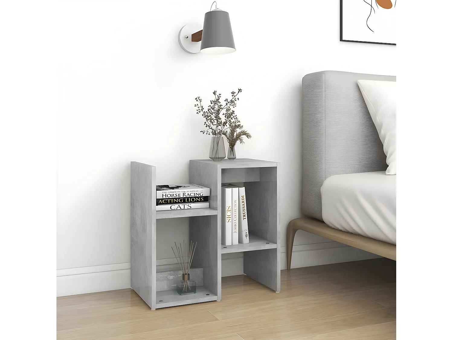 Table de chevet Gris béton 50x30x51,5 cm Aggloméré