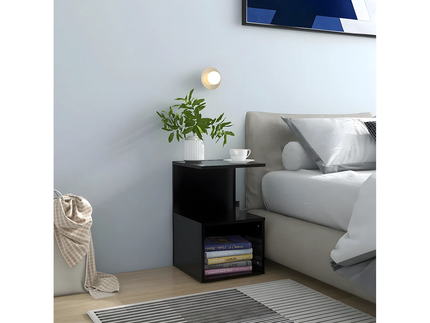 Mesas de cabeceira 2 peças 35x35x55 cm contraplacado preto