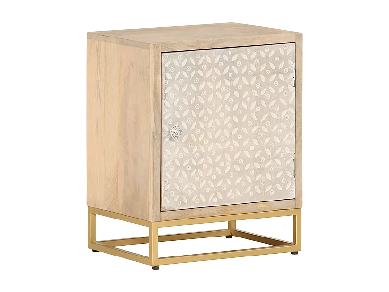 Table de chevet 40x30x50 cm bois massif manguier et fer