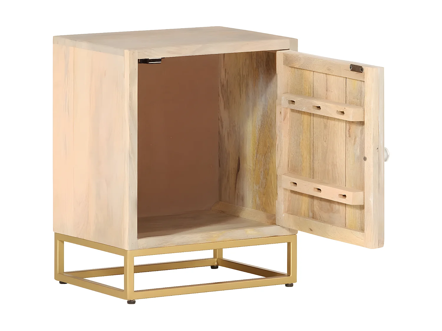 Table de chevet 40x30x50 cm bois massif manguier et fer