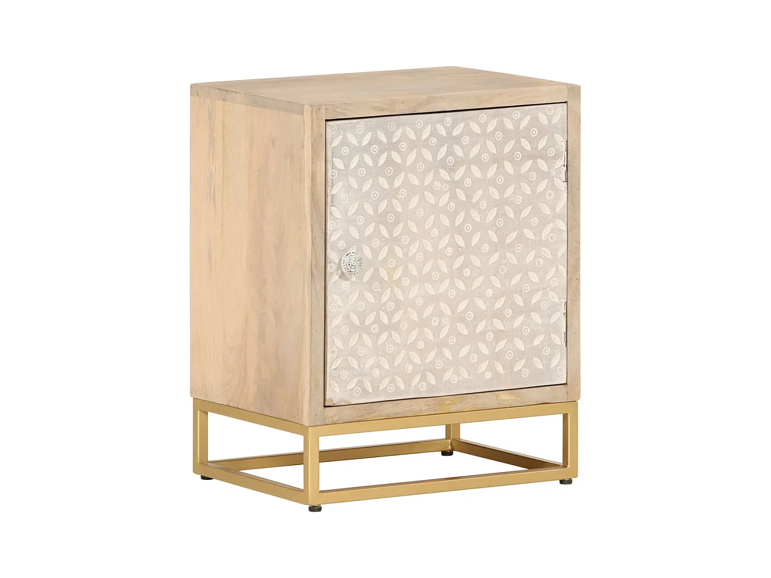 Table de chevet 40x30x50 cm bois massif manguier et fer