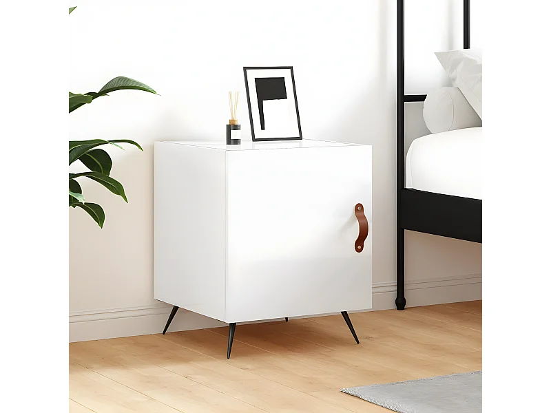 Mesa de cabeceira 40x40x50cm derivados madeira branco brilhante