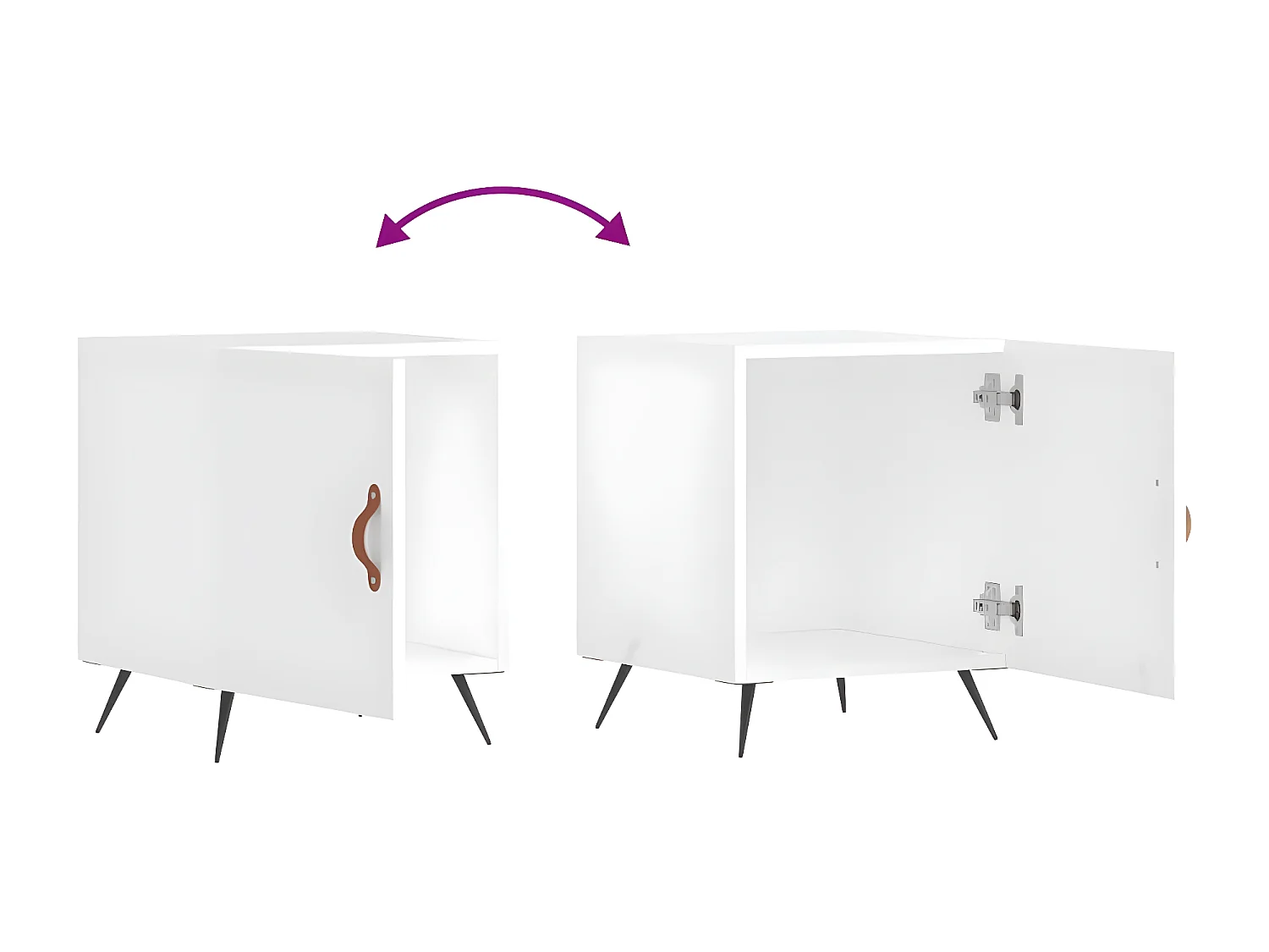 Nachtkastje 40x40x50 cm bewerkt hout hoogglans wit