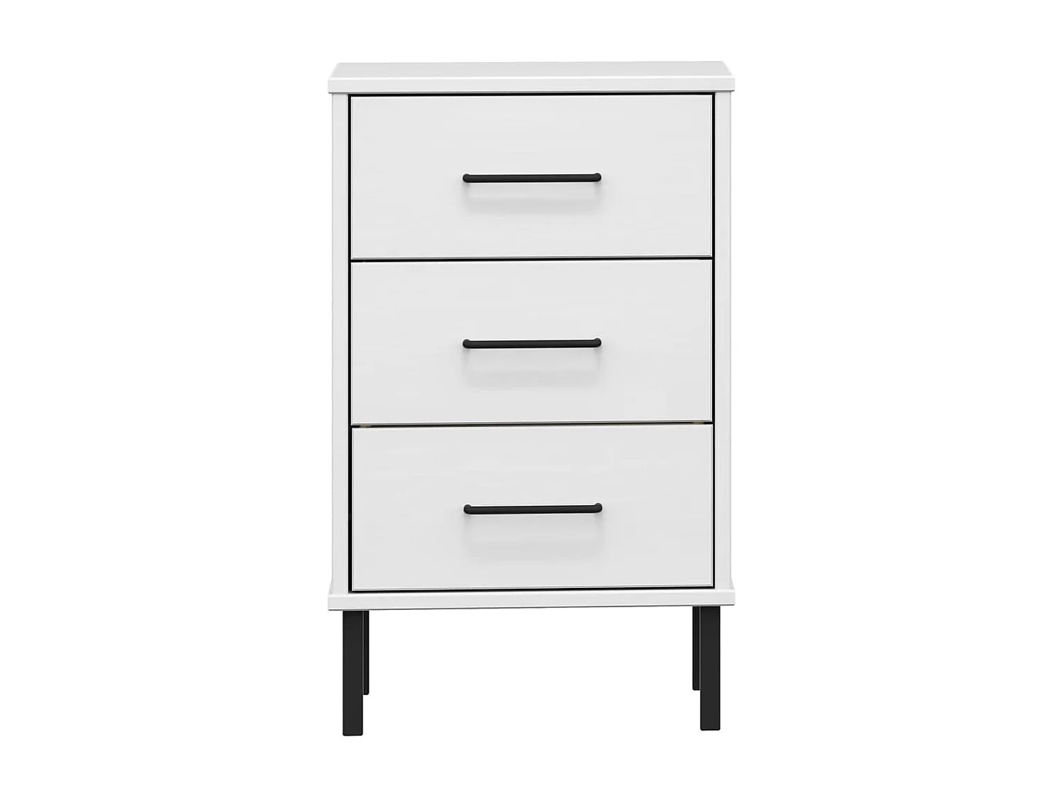 Table de chevet avec pieds en métal Blanc Bois pin massif OSLO