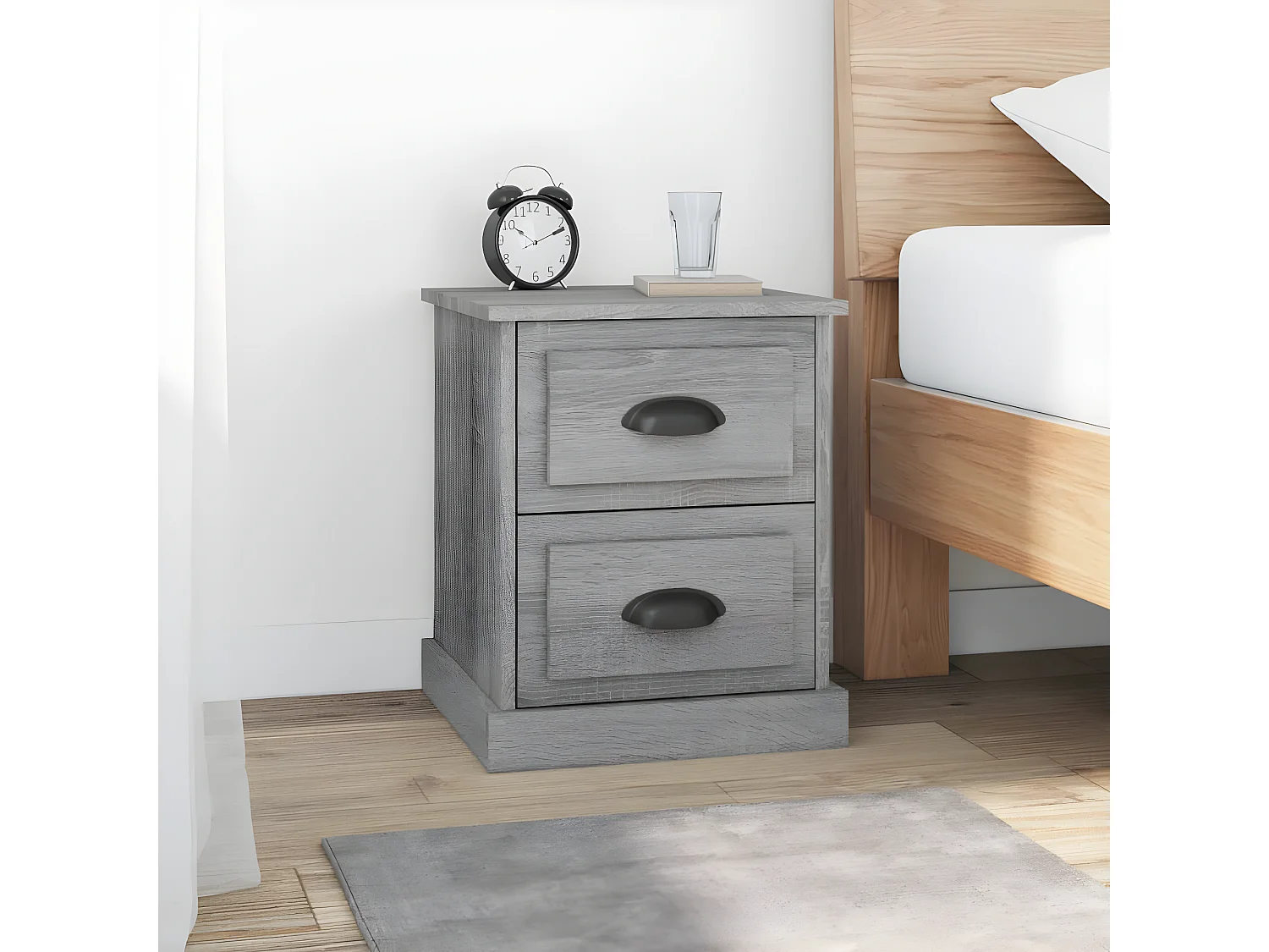 Mesa de cabeceira 39x39x47,5 cm derivados madeira cinza sonoma