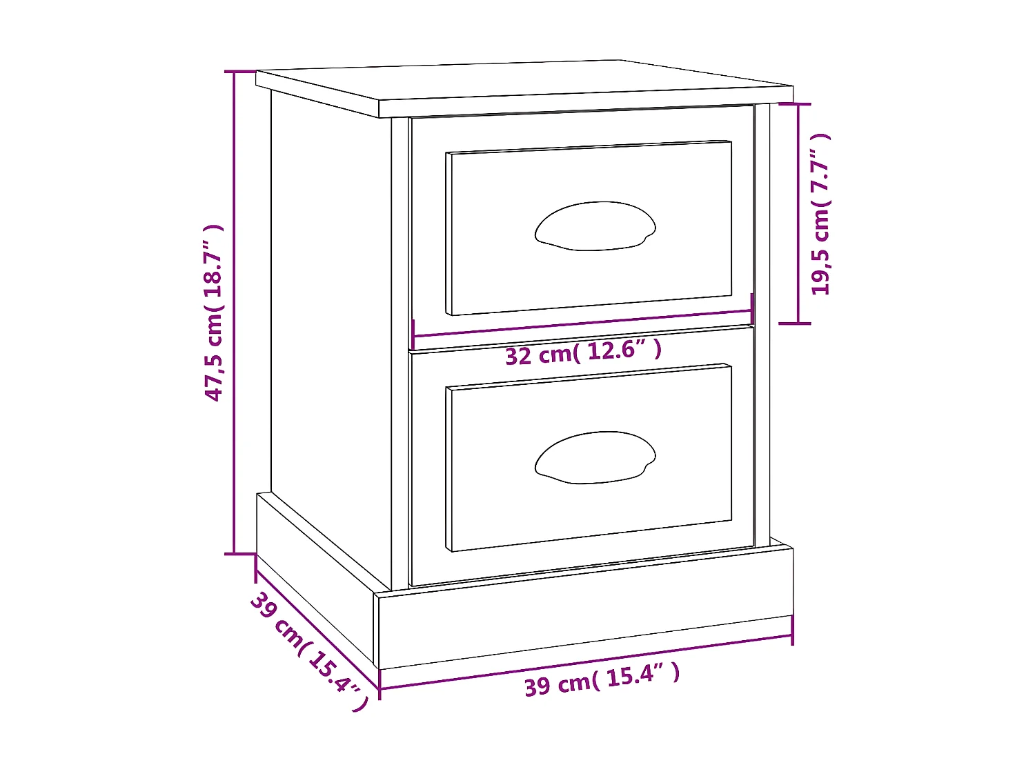 Mesa de cabeceira 39x39x47,5 cm derivados madeira cinza sonoma