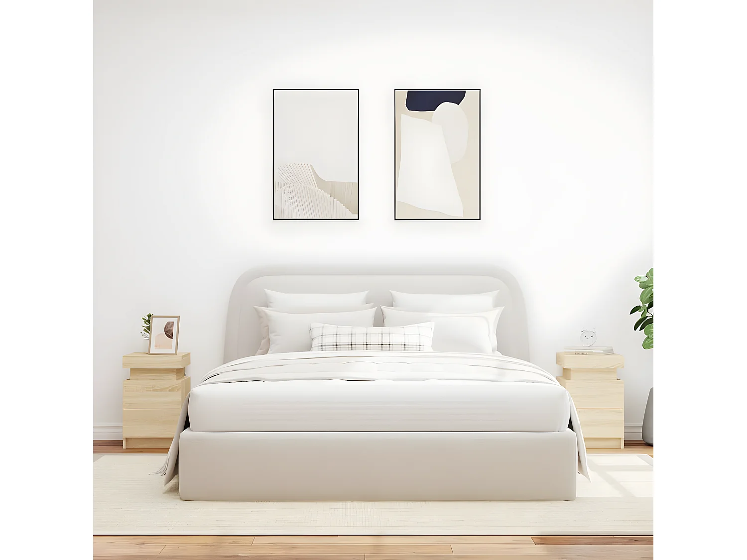 Tables de chevet et lumières LED 2 pièces chêne sonoma 35x39x55 cm