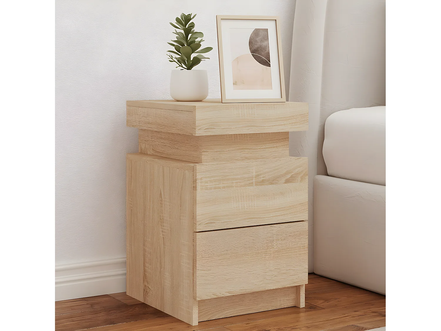 Tables de chevet et lumières LED 2 pièces chêne sonoma 35x39x55 cm
