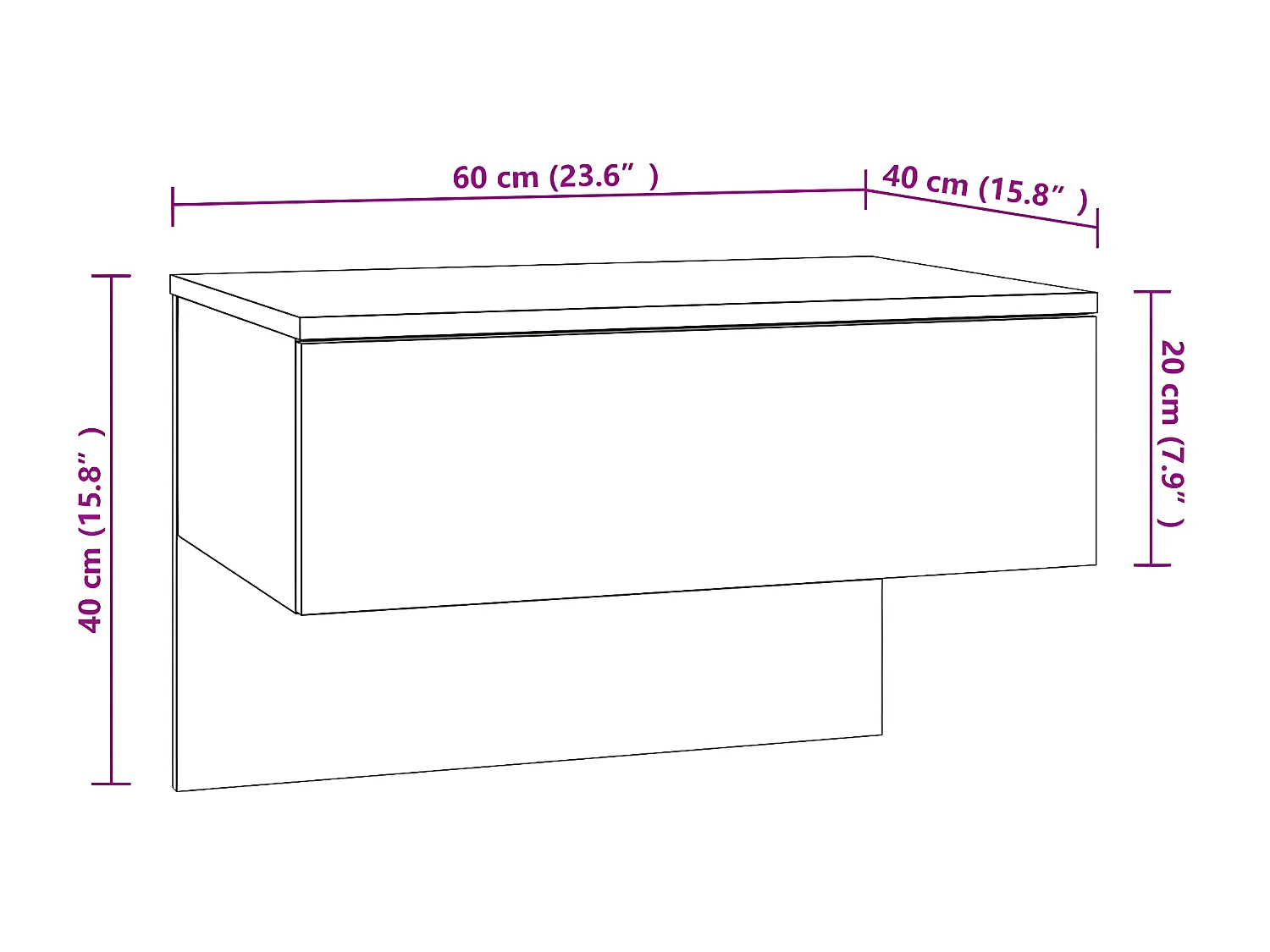 Tables de chevet murales 2 pièces Gris béton