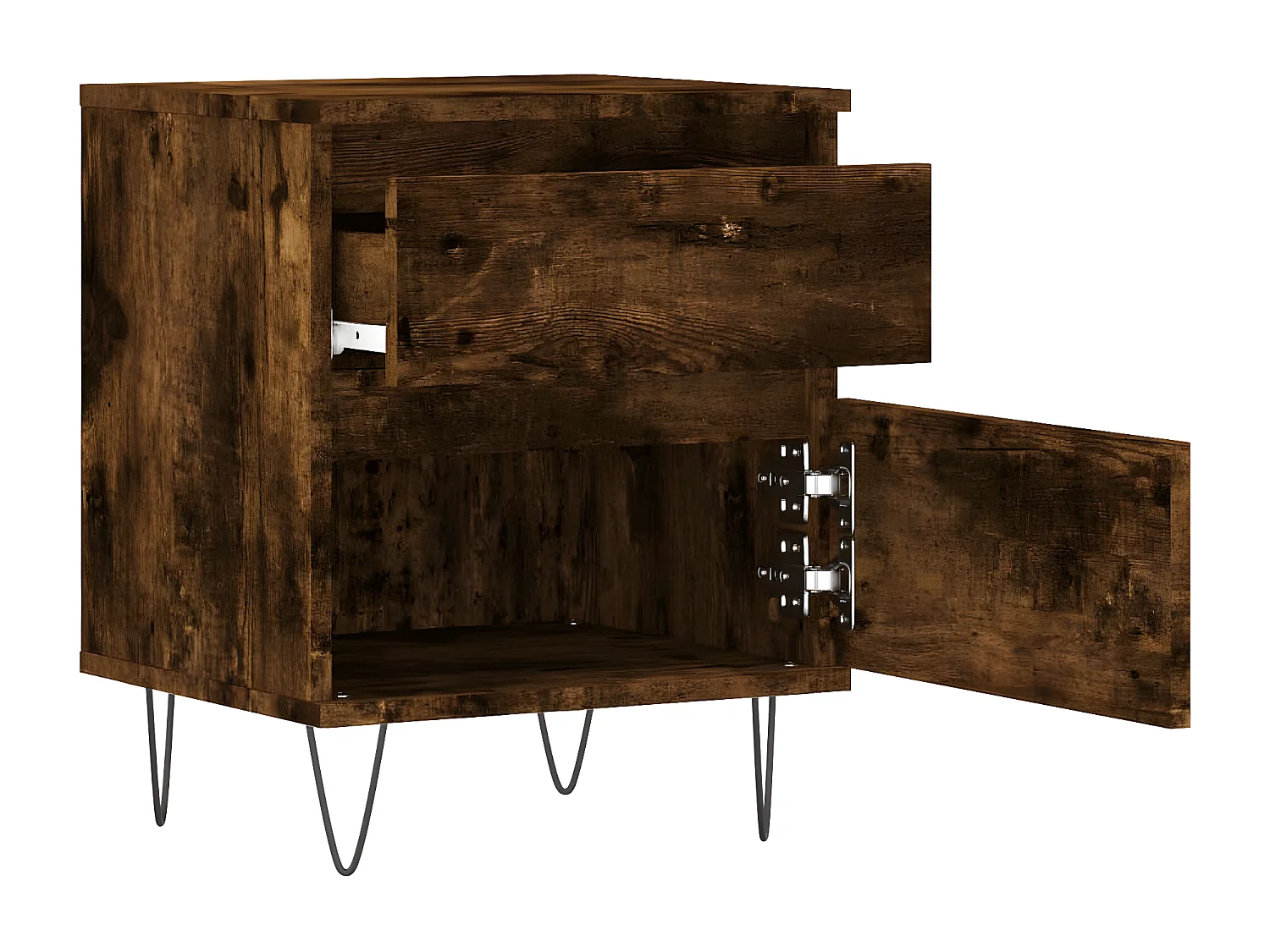 Tables de chevet 2 pièces chêne fumé 40x35x50 cm bois ingénierie