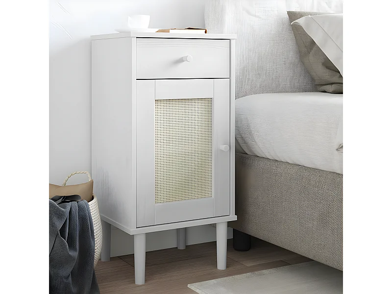 Mesa de cabeceira SENJA 40x35x80 cm pinho maciço branco