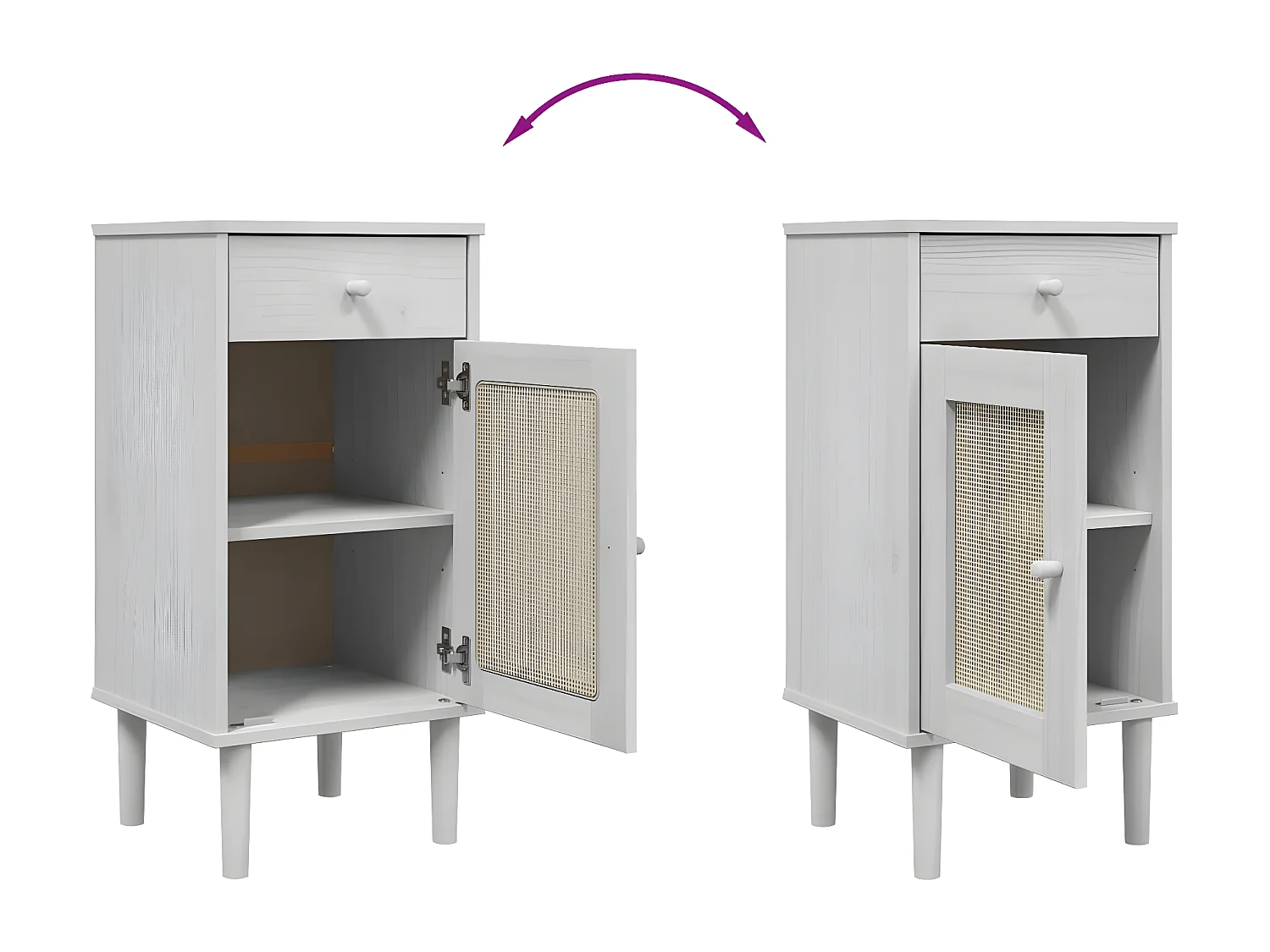 Mesa de cabeceira SENJA 40x35x80 cm pinho maciço branco