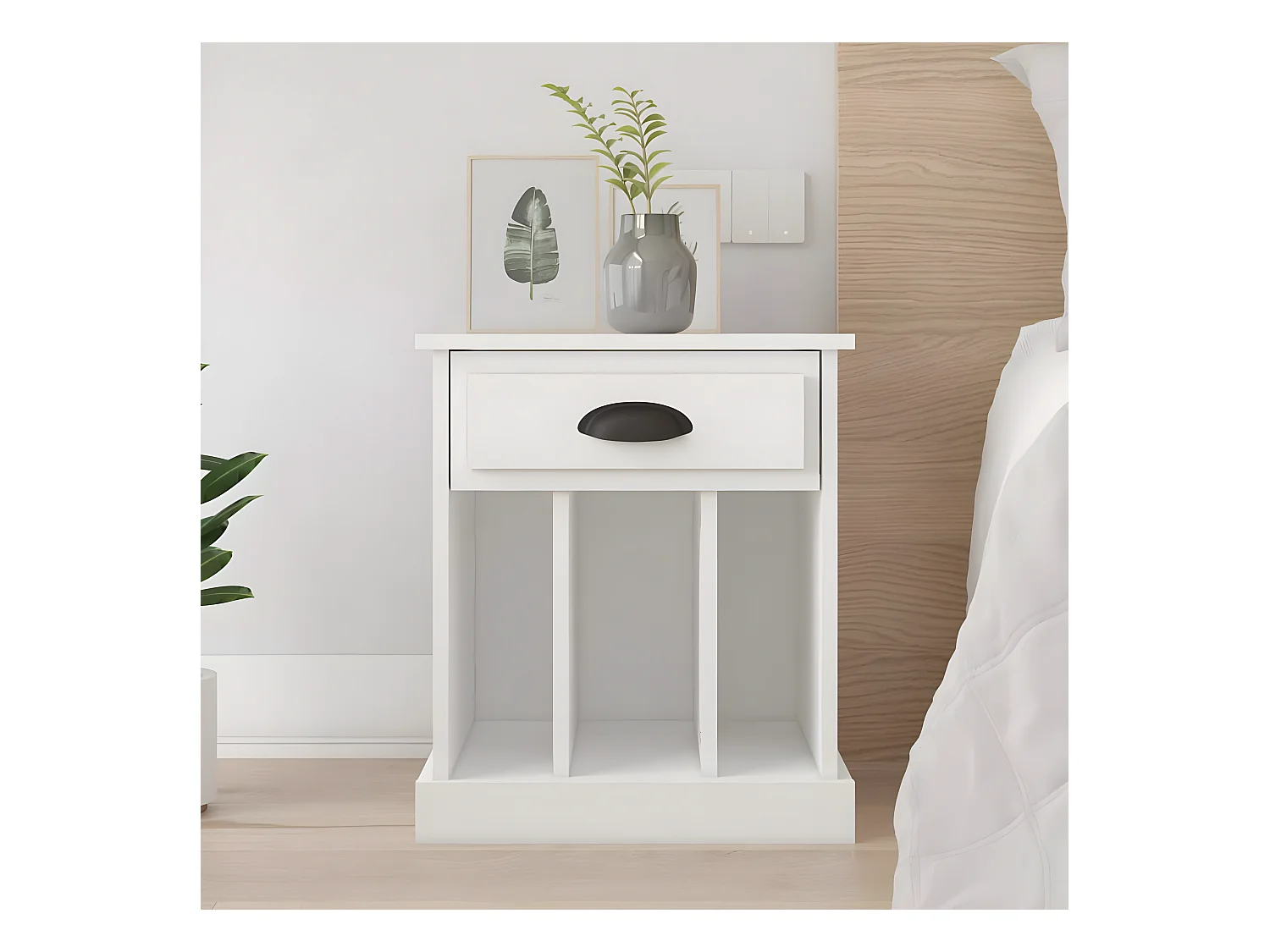 Table de chevet blanc 43x36x50 cm