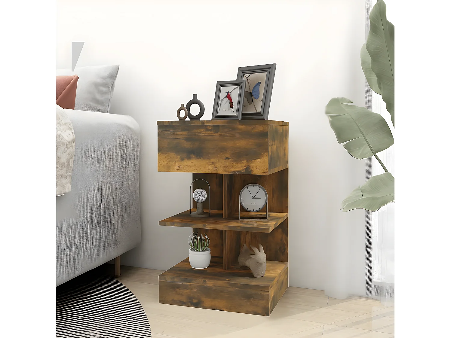 Table de chevet Chêne fumé 40x35x65 cm Bois d'ingénierie