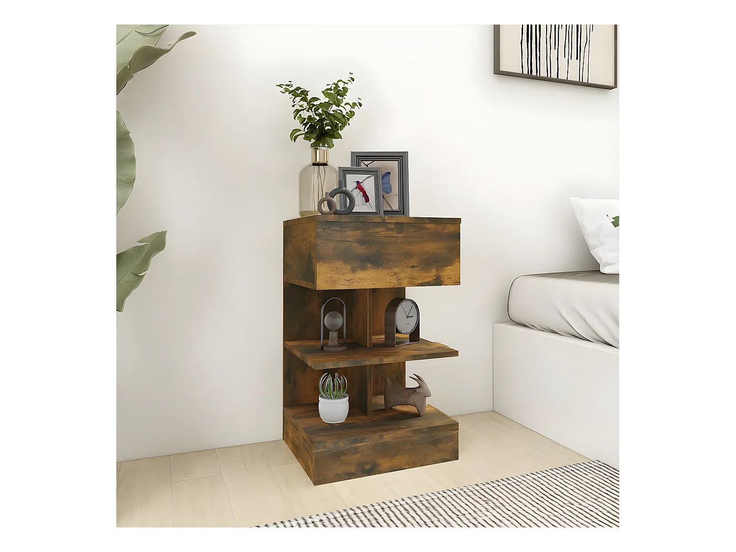 Table de chevet Chêne fumé 40x35x65 cm Bois d'ingénierie