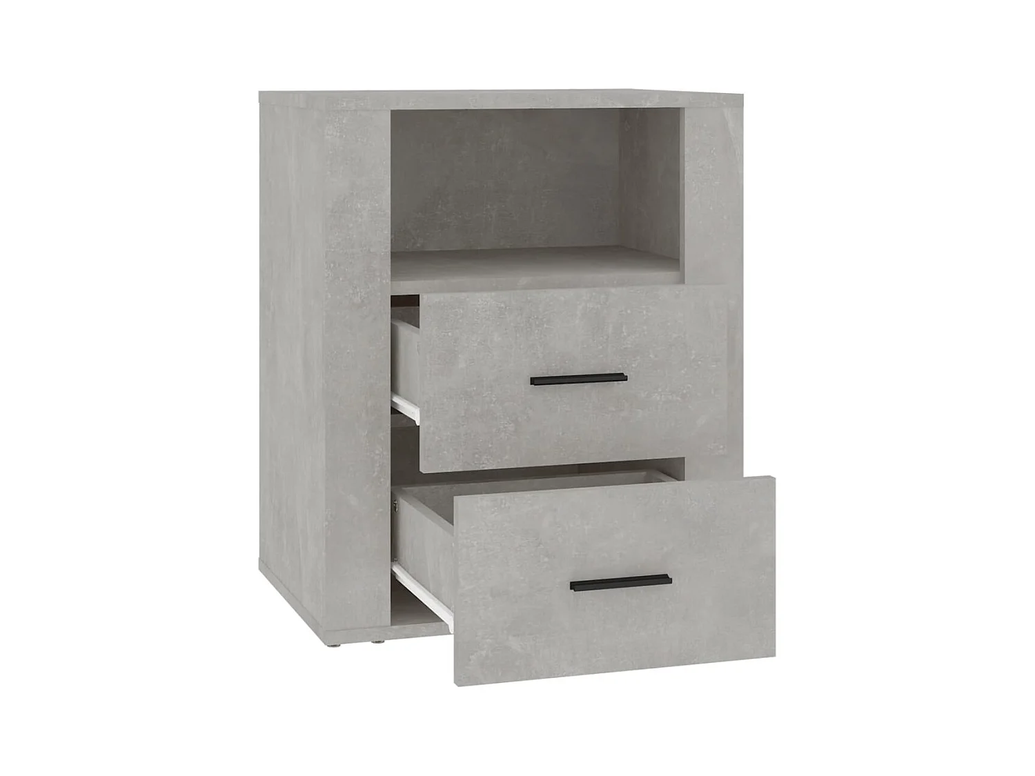 Mesita de noche madera contrachapada gris hormigón 50x36x60 cm