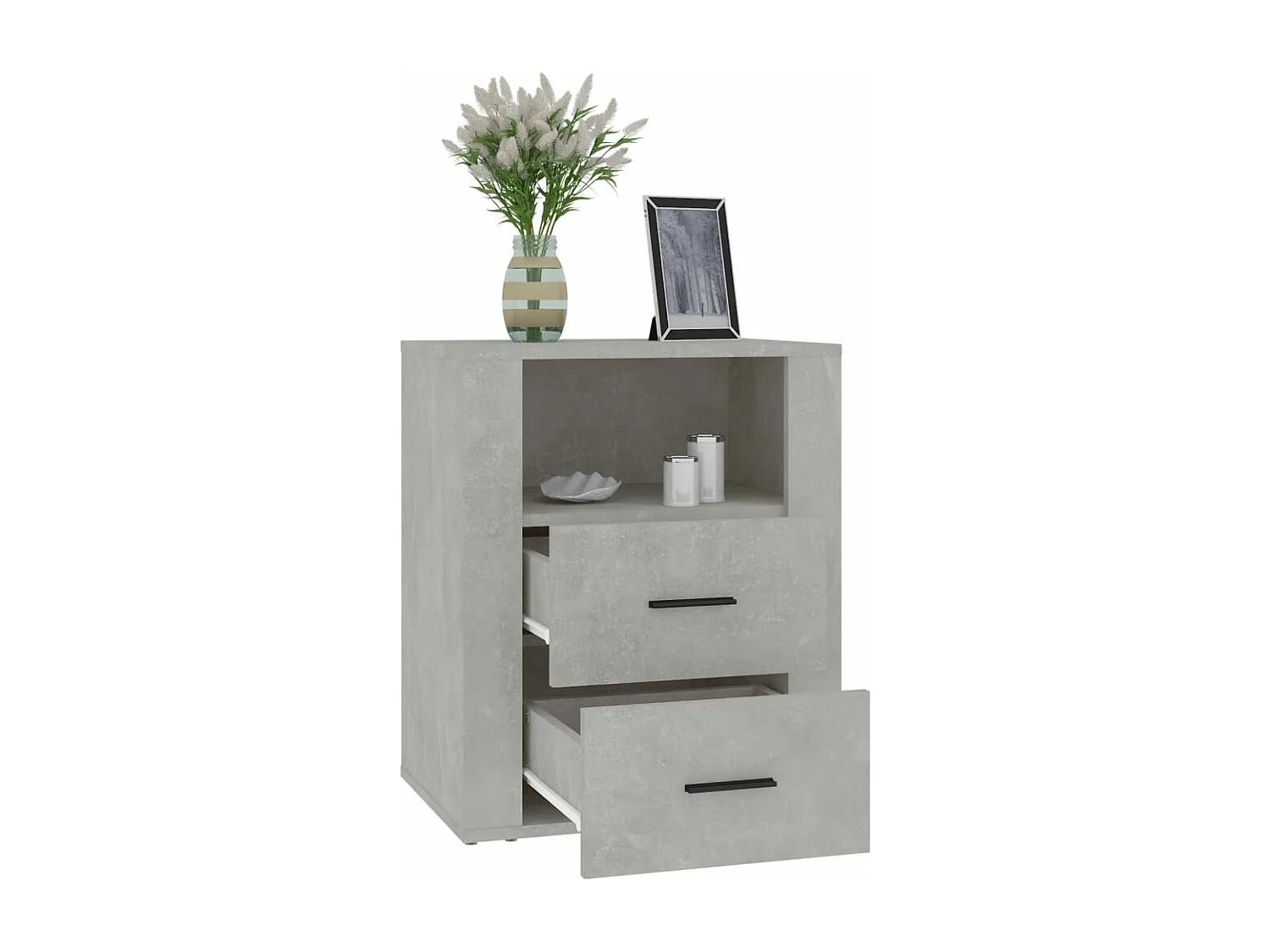 Mesa de cabeceira 50x36x60 cm derivados madeira cinza cimento