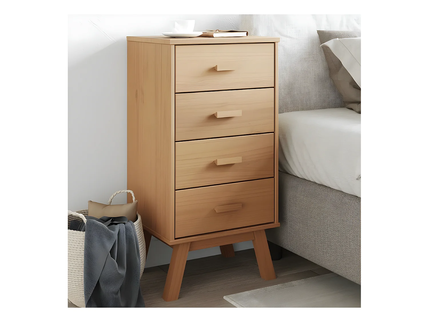 Table de chevet OLDEN marron bois de pin solide