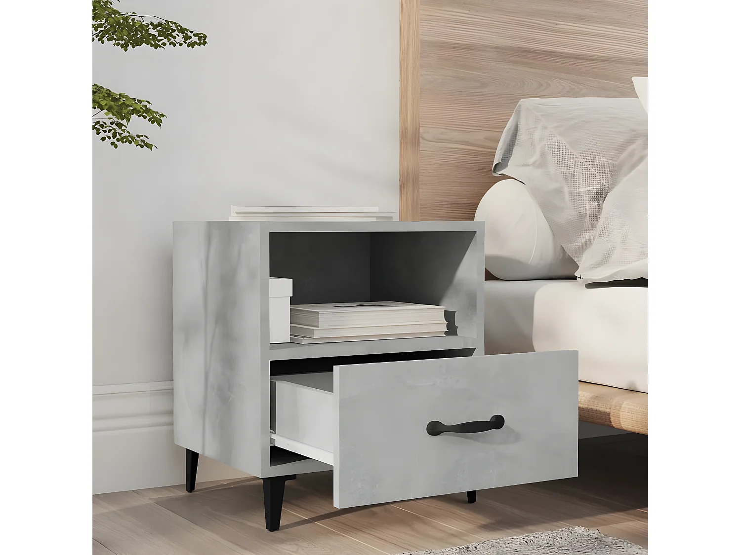 Table de chevet Gris béton Bois d'ingénierie