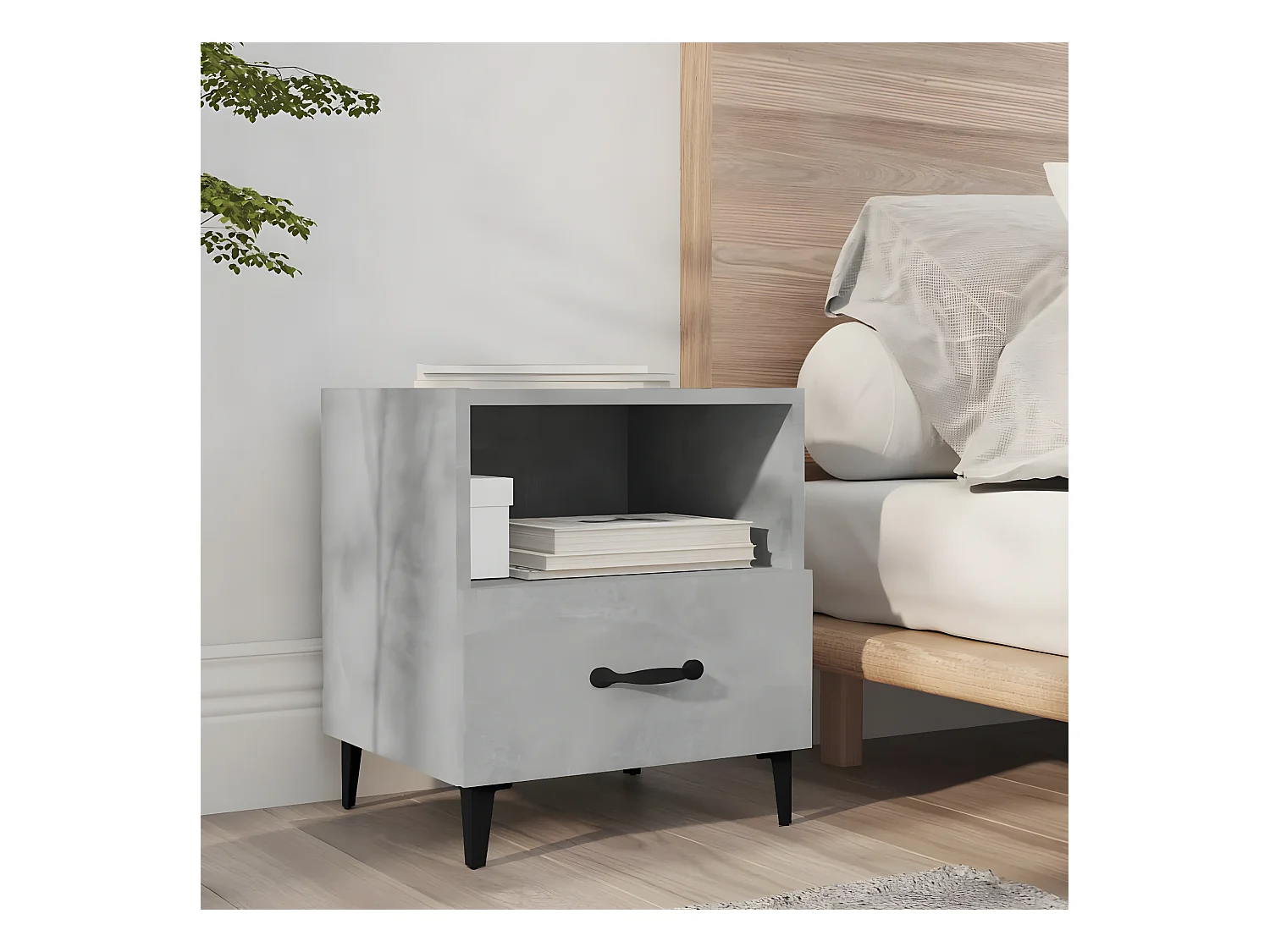 Table de chevet Gris béton Bois d'ingénierie