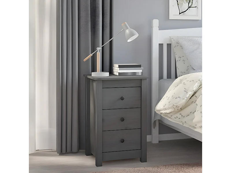 Table de chevet Gris 40x35x61,5 cm Bois de pin massif