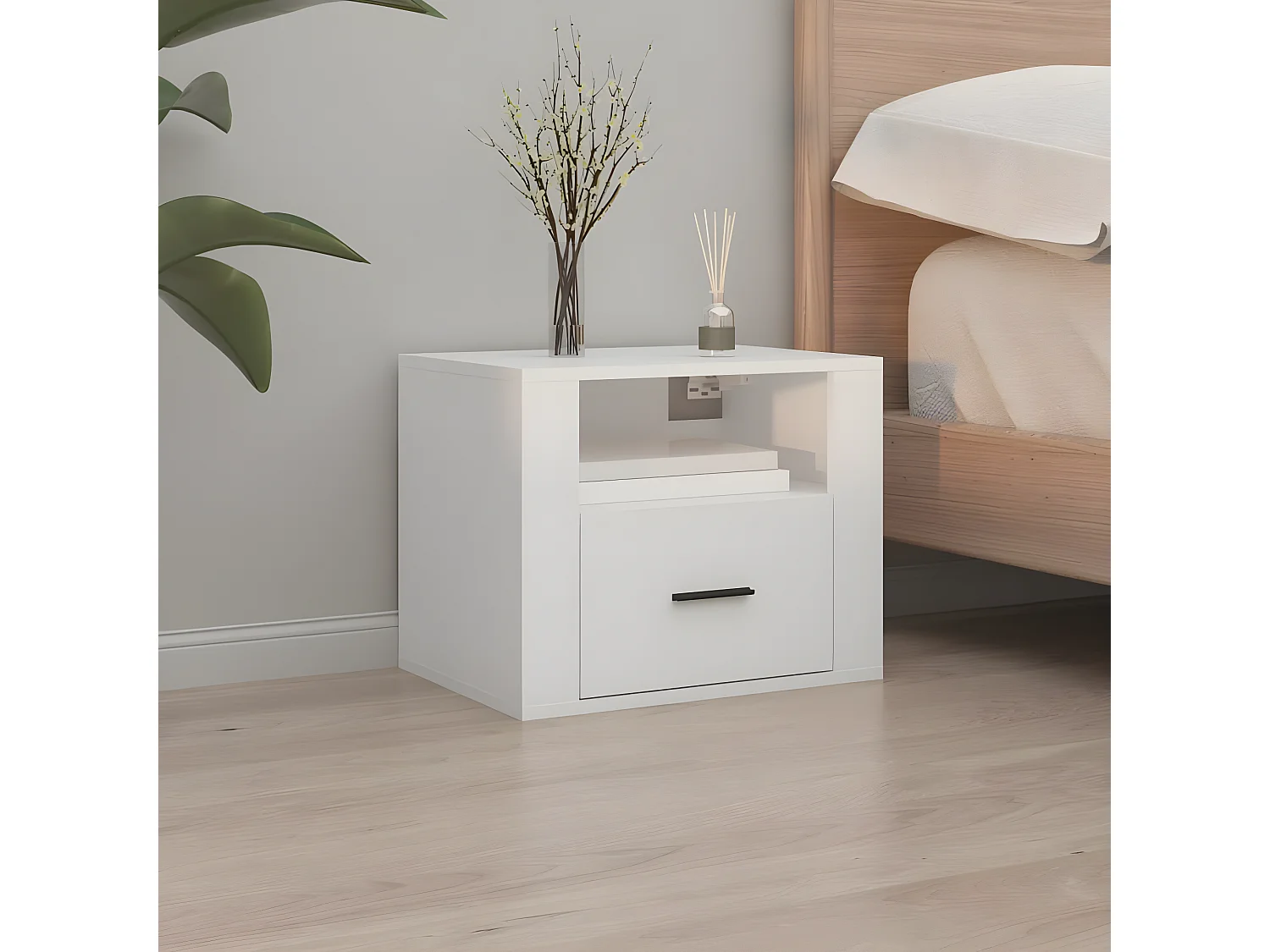 Nachtkastjes 2 st wandgemonteerd 50x36x40 cm wit